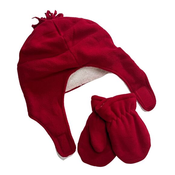 SimpliKids Fleece Sherpa Lined Reindeer Kids Winter Hat & Mittens Set 5-7 Years - Picture 11 of 11